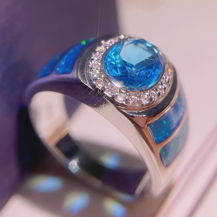 Vintage Water Zirconia & Opal Wedding Ring